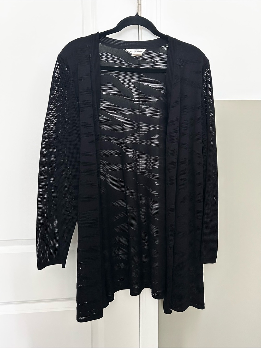 Misook Open-Front Cardigan - Black Size 1X
